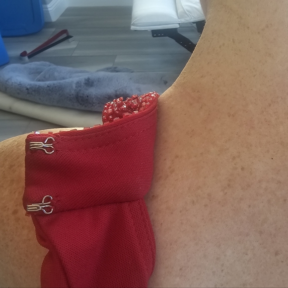 💃Xscape by Joanna Chen EUC Red Sz 4 Embellished Mini Dancing Dress ❤️ - Picture 13 of 17